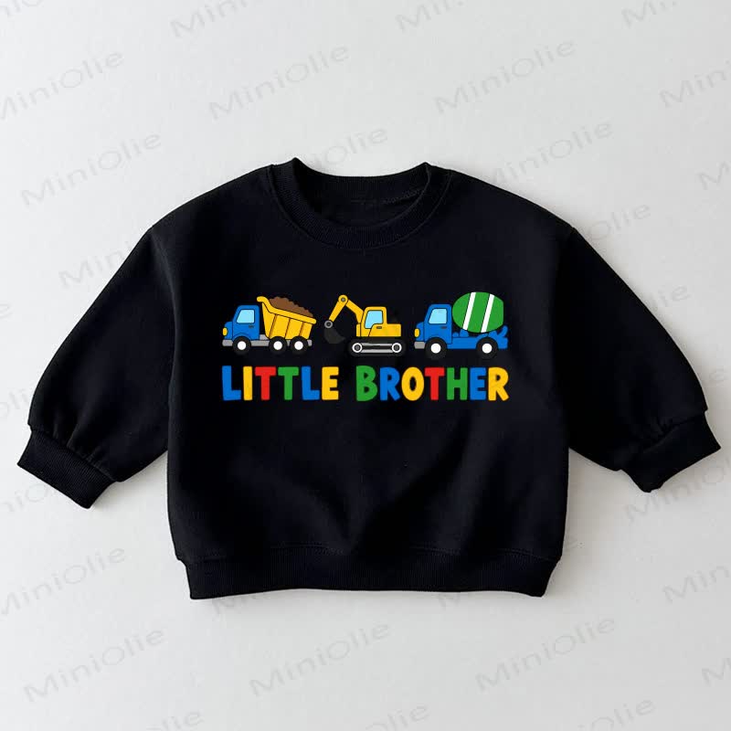 BIG/LITTLE BROTHER Baby Toddler Construction Vehicle Black Sweatshirt - Black: LITTLE - 3-5T - image 2