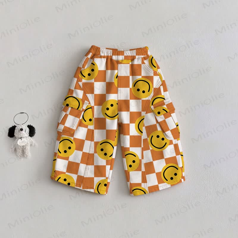 Baby Toddler Checkerboard Smiley Pocket Pants - Orange - 2-3T - image 1