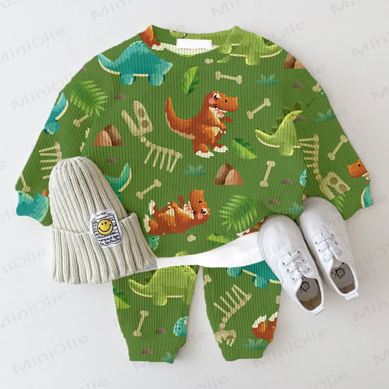 Baby Dinosaur Green Waffle 2-piece Set - Green - 2-3T - image 1