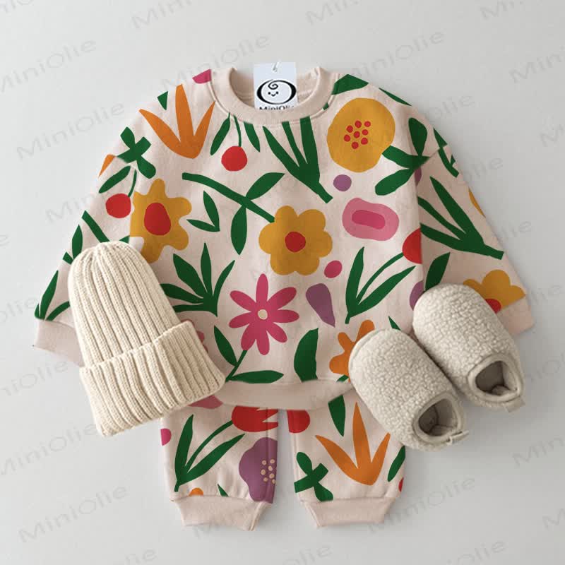 Baby Toddler Flower Tulip 2-piece Beige Set - Beige - 2-3T - image 1