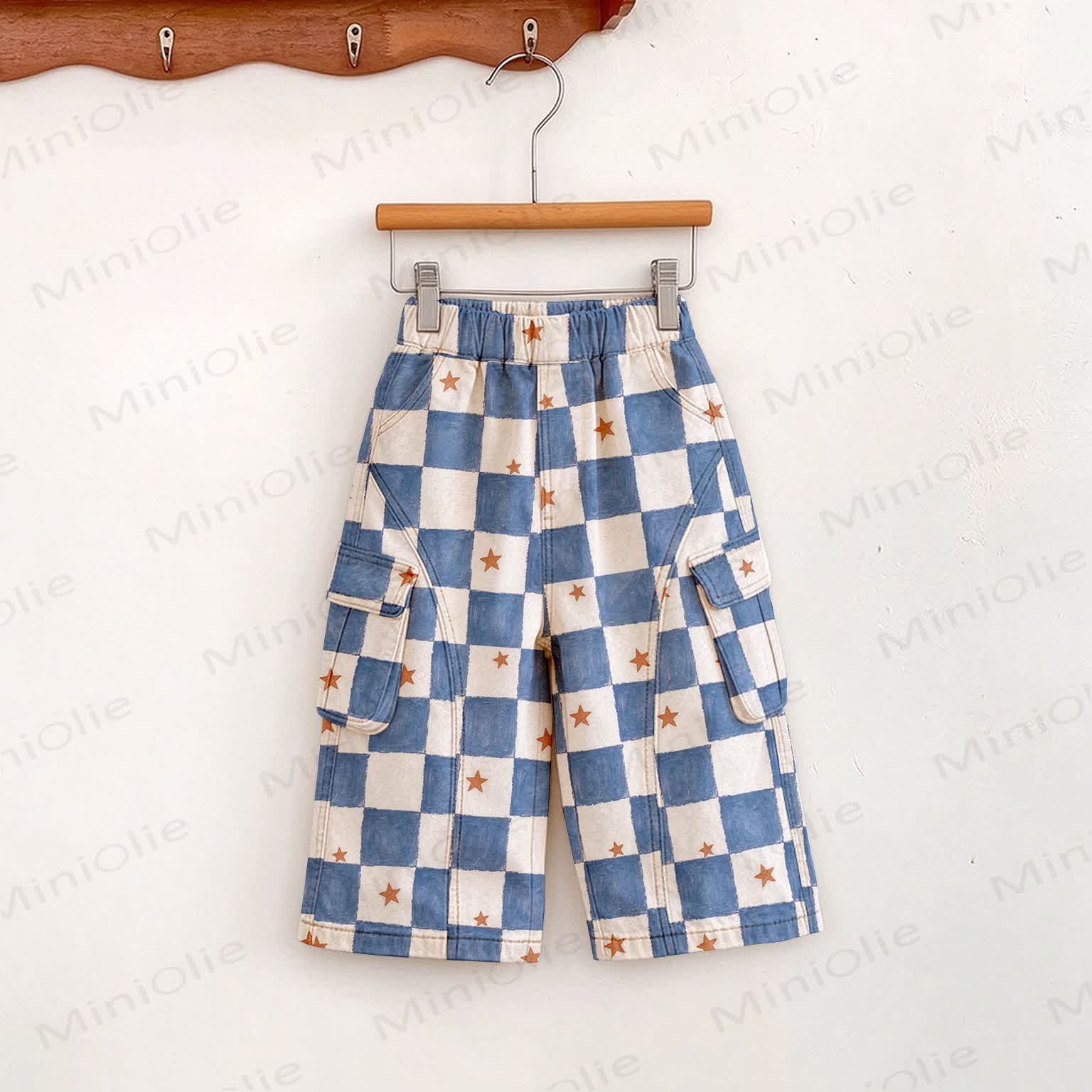 Baby Toddler Star Checkerboard Cargo Pants - White - 3-5T - image 1
