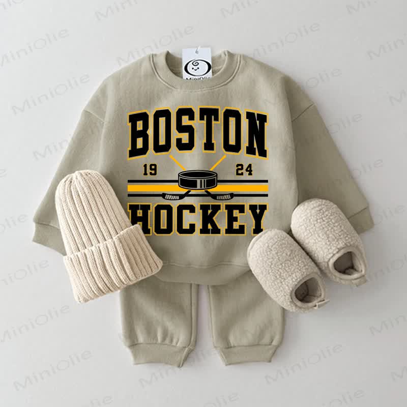BOSTON HOCKEY 1924 Baby Sweatshirt 2-piece Set - Grey Green - 2-3T - image 2