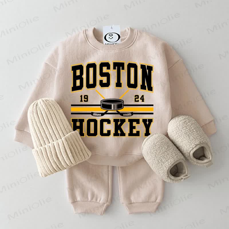 BOSTON HOCKEY 1924 Baby Sweatshirt 2-piece Set - Beige - 2-3T - image 1