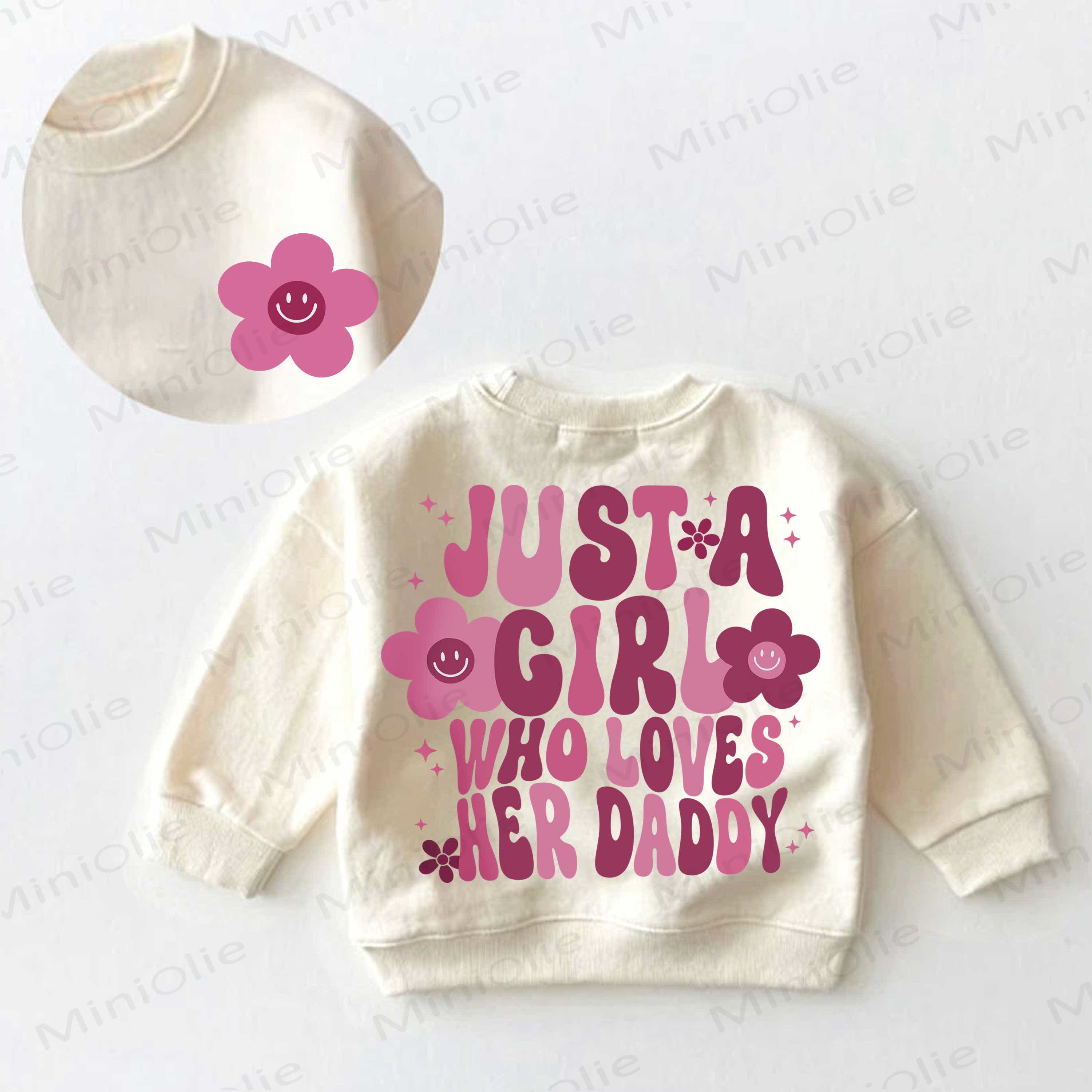 JUST A GIRL WHO LOVES HER DADDY Baby Flower Cream Sweatshirt - Cream - 3-5T - image 1