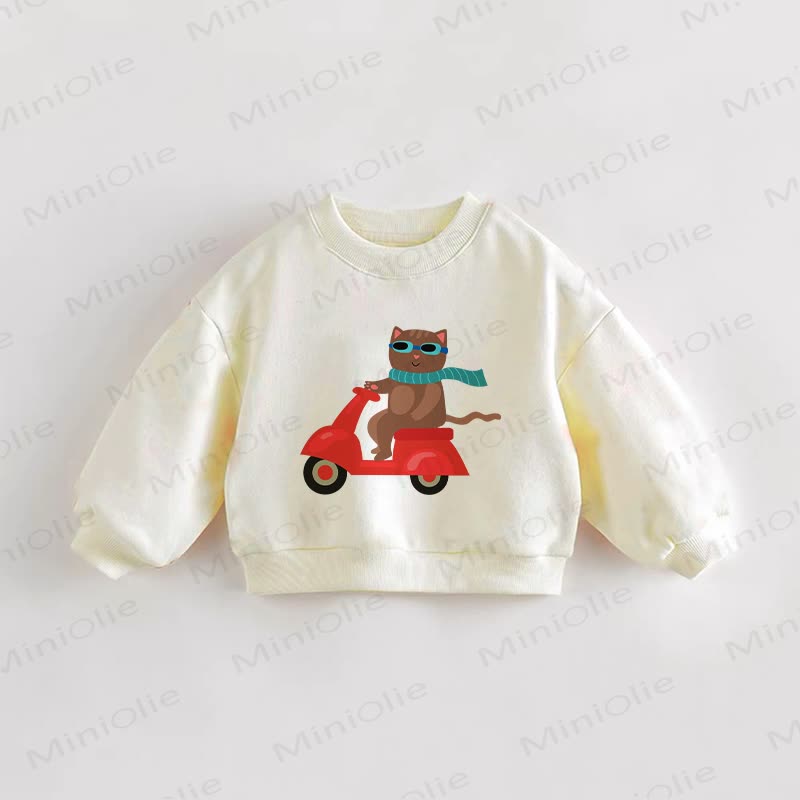 Baby Cat Electromobile Cream Sweatshirt - Cream - 3-5T - image 1