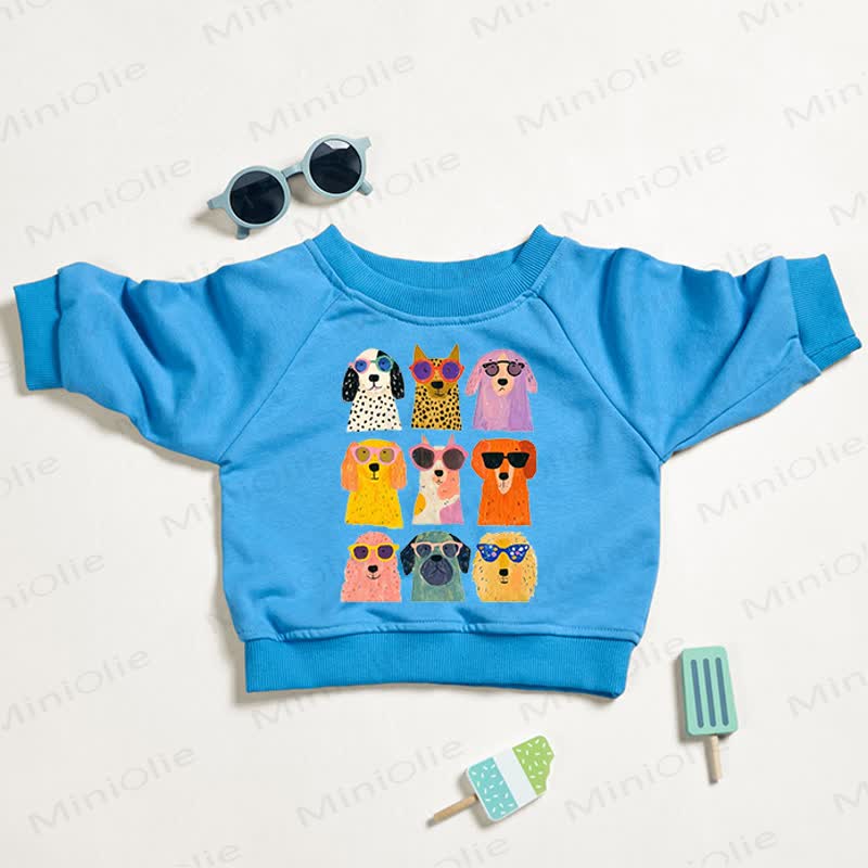 Baby Toddler Nine Dogs Print Blue Sweatshirt - Blue - 3-5T - image 1