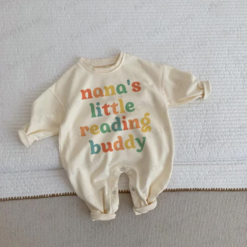 NANA'S LITTLE READING BUDDY Baby Beige Romper - Beige - 2-3T - image 1
