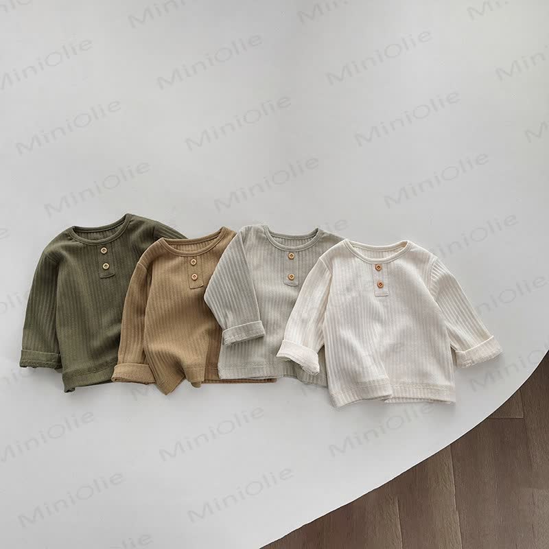 Toddler Kid Boys Ribbed Button Long Sleeve T-Shirt - image 1