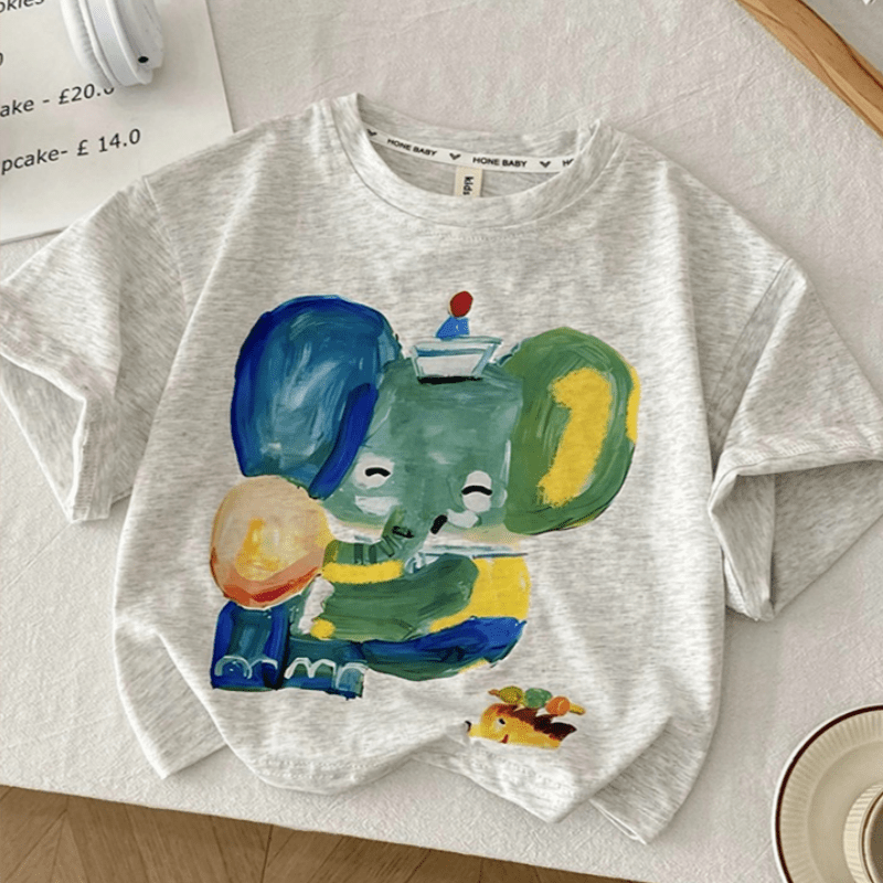 Kid Oil Paint Elephant Grey T-Shirt - Grey - 10Y - image 2