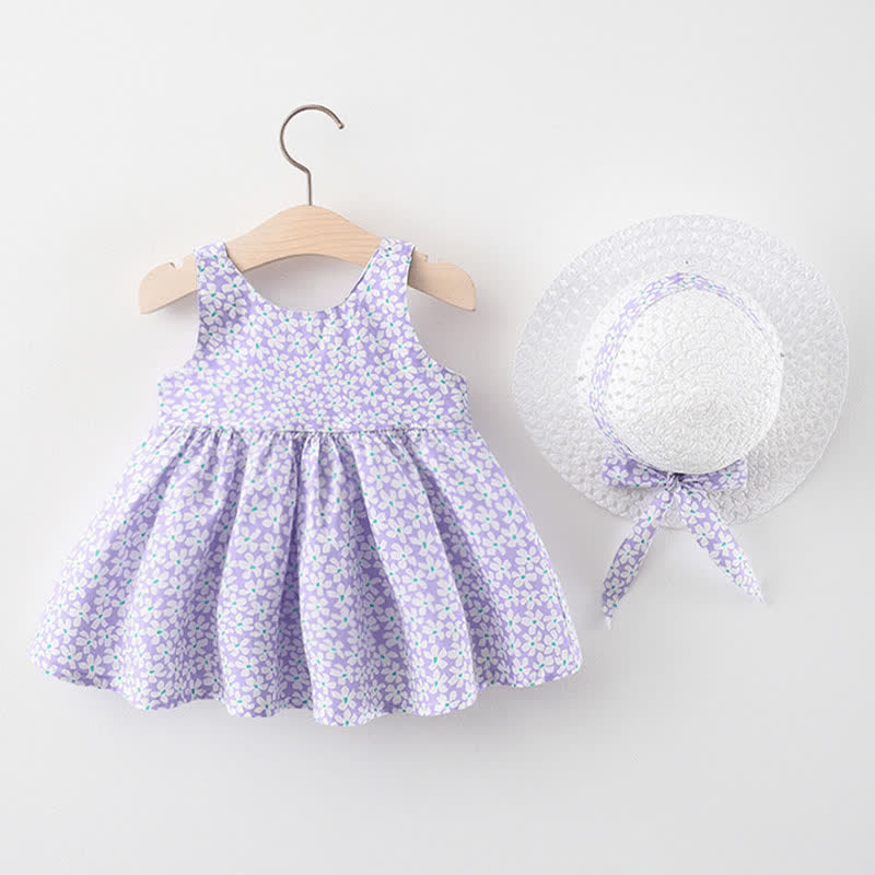Baby Vibrant Flower Bow Dress with Hat - image 2