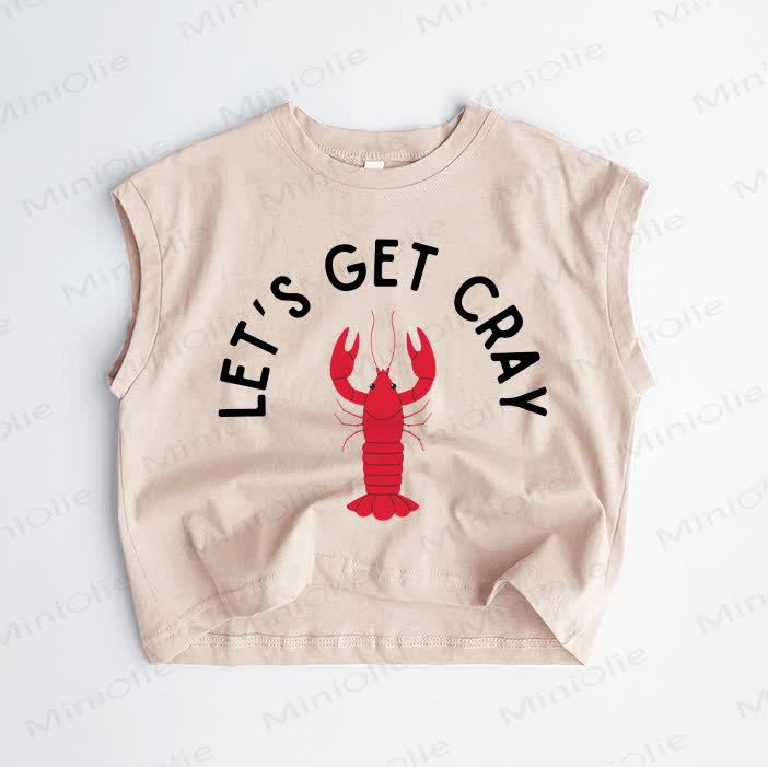 LET'S GET CRAY Baby Toddler Lobster Print Khaki Tank Top - Khaki - 3-5T - image 1