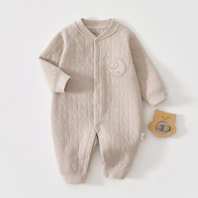 Baby Moon Star Solid Color Romper - Grey - 12-18M - image 9