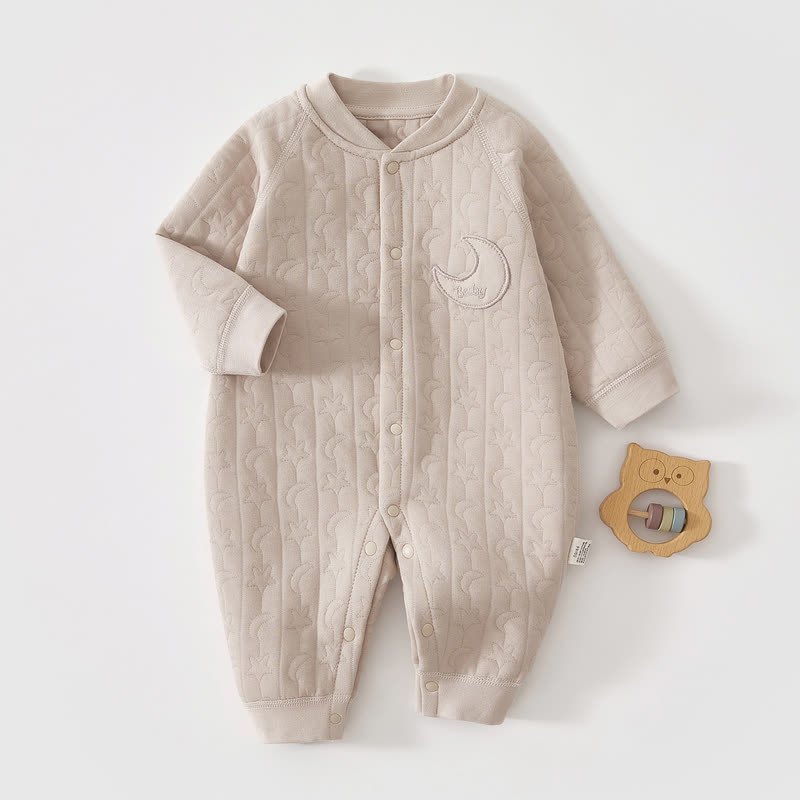 Baby Moon Star Solid Color Romper - Grey - 12-18M - image 9