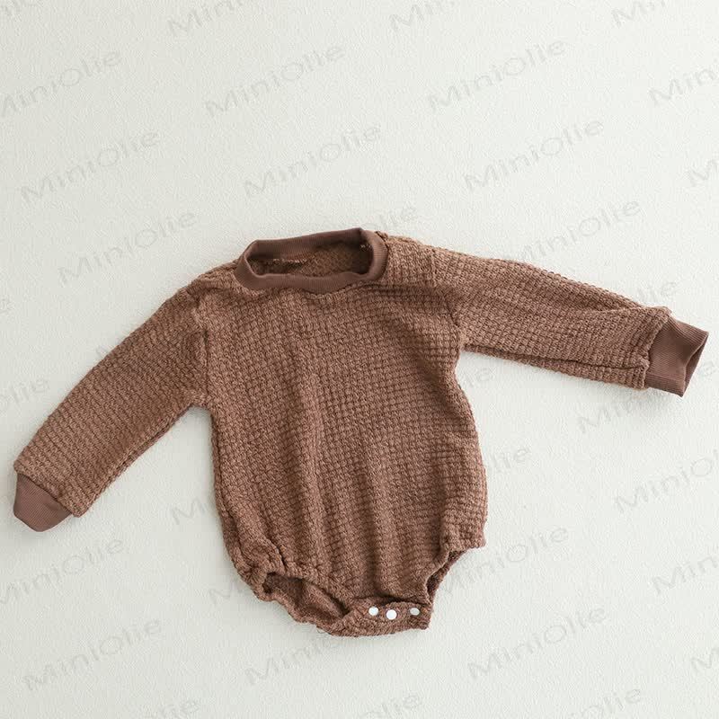  Baby Waffle Solid Color Bodysuit - Brown - 12-18M - image 2