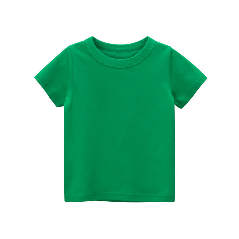 Kid Solid Color Simple T-Shirt - Green - 10Y - image 6
