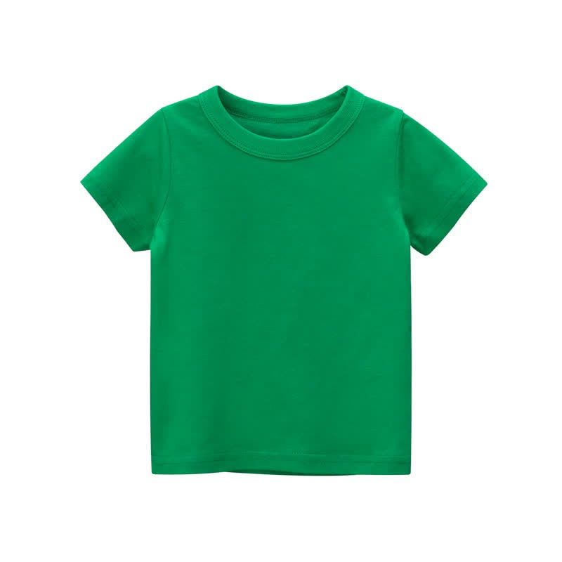 Kid Solid Color Simple T-Shirt - Green - 10Y - image 6