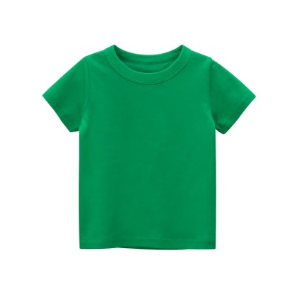 Kid Solid Color Simple T-Shirt - Green - 10Y - image 6