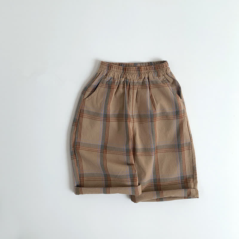 Toddler Plaid British Style Loose Pants - Khaki - 8Y - image 8