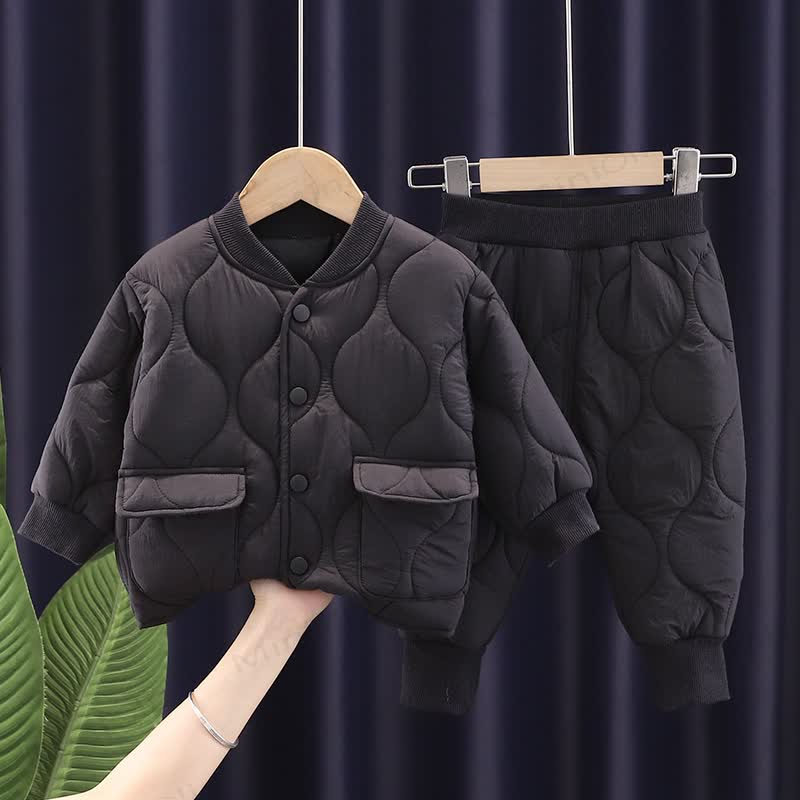 Toddler 2-Piece Solid Color Quilted Set - Black - 5-7T - image 16