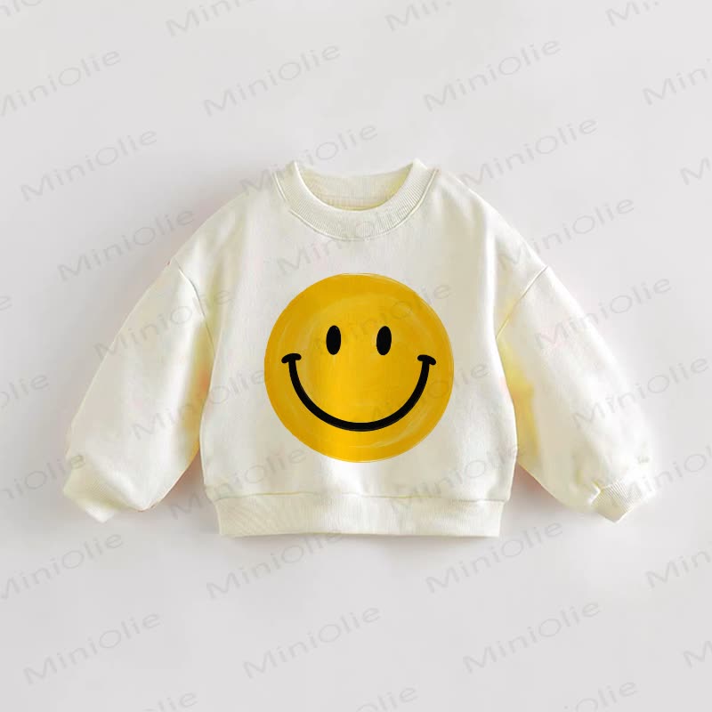 Baby Toddler Smiling Face Cream Sweatshirt - Cream - 3-5T - image 1