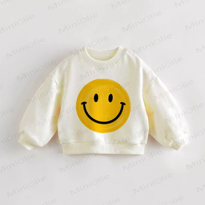 Baby Toddler Smiling Face Cream Sweatshirt - Cream - 3-5T - image 1