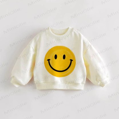 Baby Toddler Smiling Face Cream Sweatshirt - Cream - 3-5T - image 1