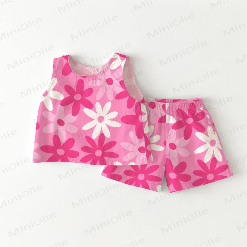 Baby Toddler Girl Pink Floral Top and Shorts 2-piece Set - Pink - 3-4T - image 1