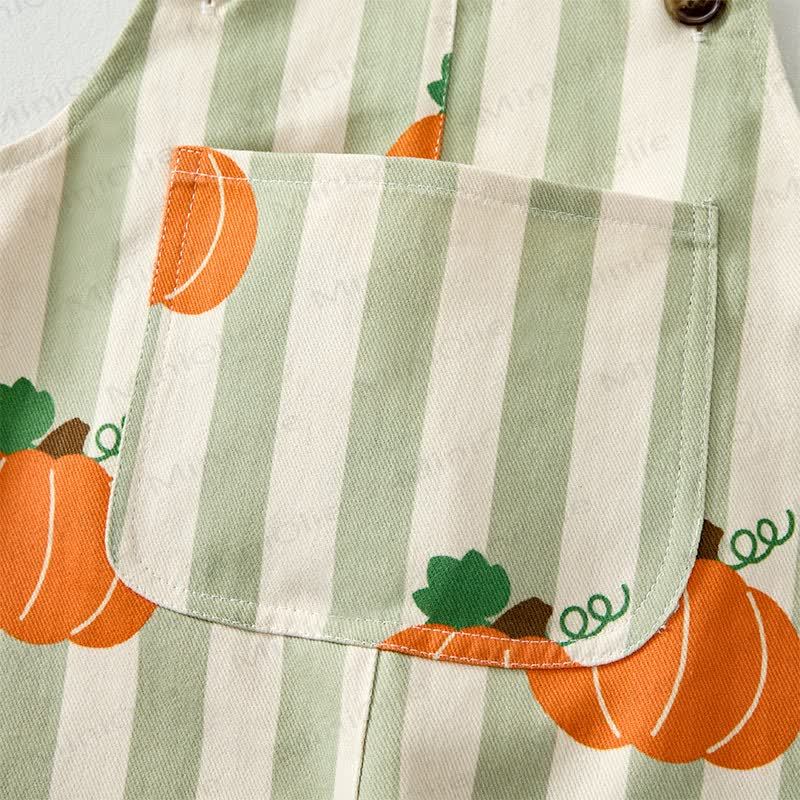 Baby Toddler Pumpkin Stripes Overalls - image 4
