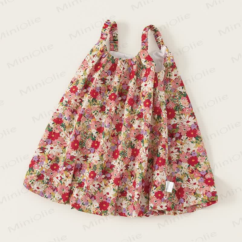 Toddler Cute Red Flower Suspenders Dress - image 2