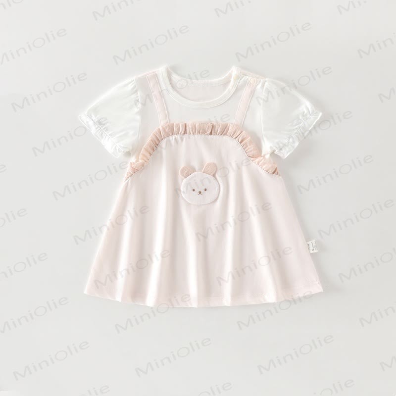Baby Toddler Girl Bow Flutter Sleeve Dress - Pink Rabbit - 18-24M - image 5