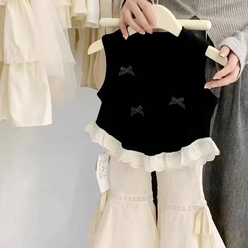 Toddler Girl Bow Lace Tank - Black - 8Y - image 5