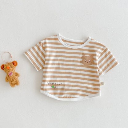 Baby Toddler Girl Animal Patch Stripe T-Shirt - Coffee - 5-7T - image 18