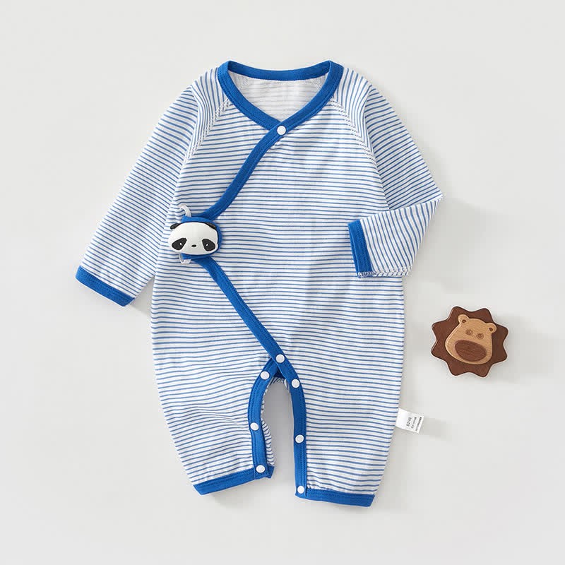 Baby 3d Animal Striped Kimono Romper - Blue - 3-6M - image 10
