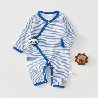 Baby 3d Animal Striped Kimono Romper - Blue - 3-6M - image 10