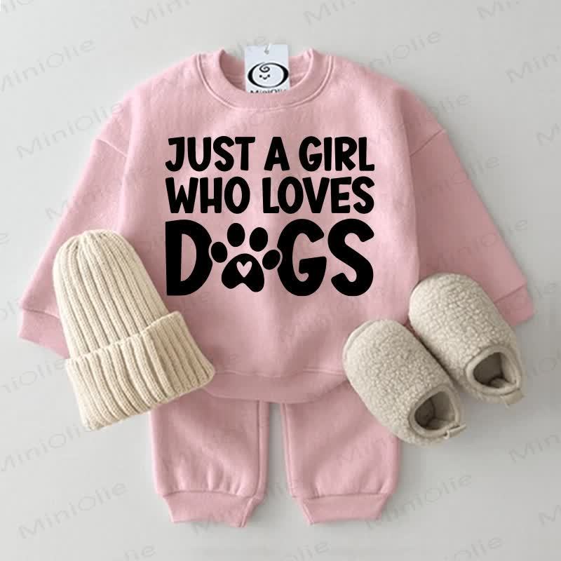 JUST A GIRL WHO LOVES DOGS Baby Sweatshirt 2-piece Set - Pink - 2-3T - image 3