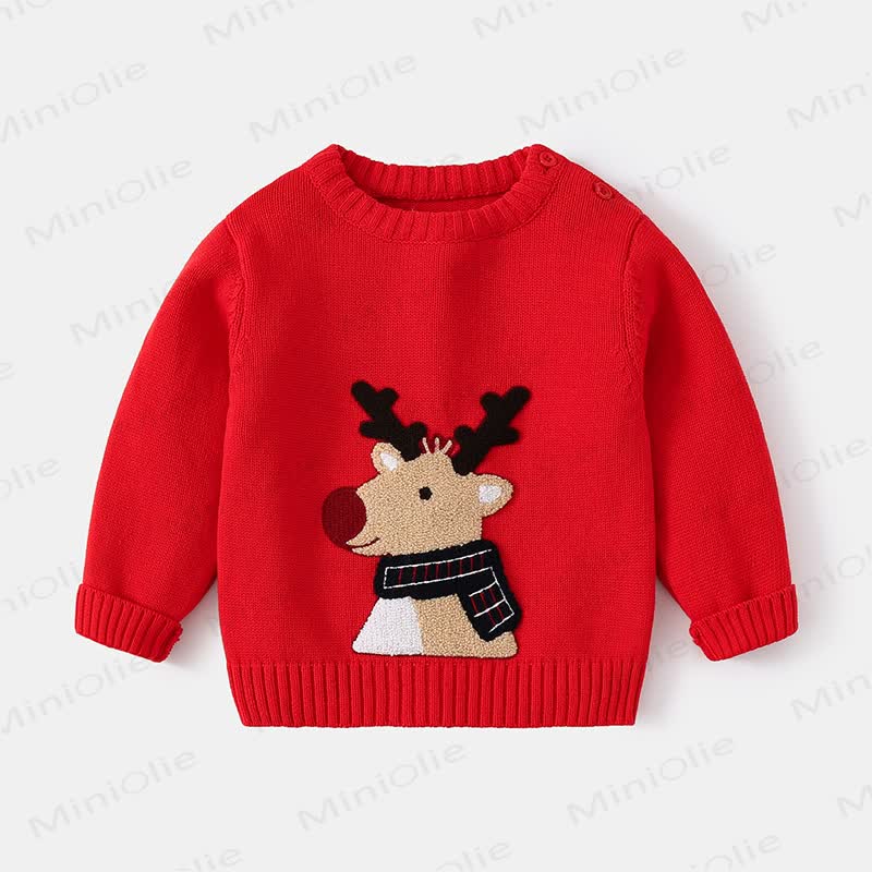 Baby Toddler Christmas Cartoon Dear Sweater - Red - 5-7T - image 2