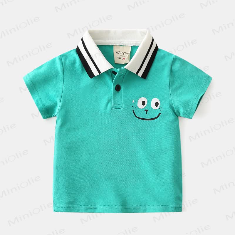 Kid Boy Smile Face Polo Shirt - Mint Green - 8Y - image 6