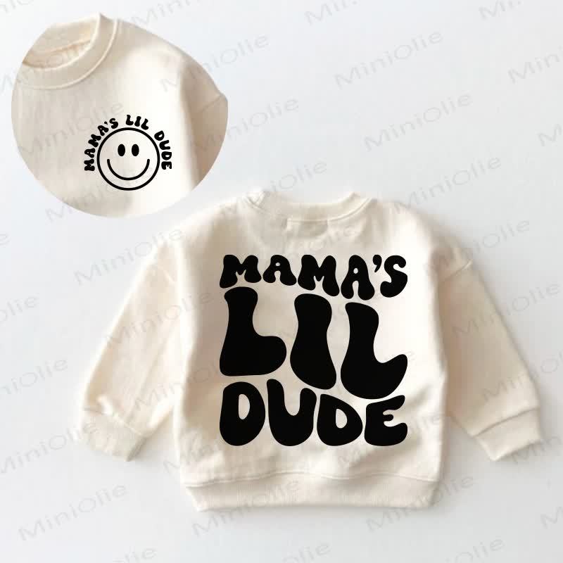 MAMA'S LIL DUDE Baby Toddler Smiling Face Sweatshirt - Cream - 3-5T - image 1