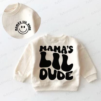 MAMA'S LIL DUDE Baby Toddler Smiling Face Sweatshirt - Cream - 3-5T - image 1