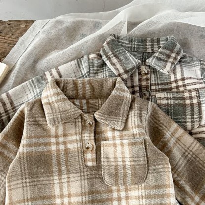 Baby Retro Plaid Lapel Romper/Bodysuit - image 9