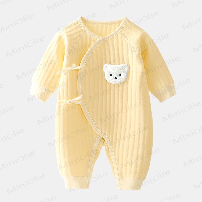 Baby Cute Bear Kimono Romper - Yellow - 3-6M - image 2