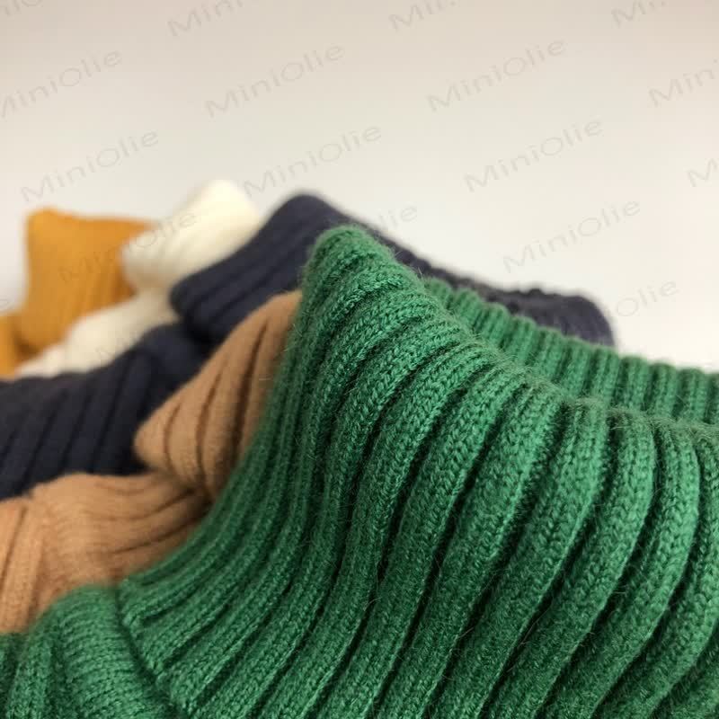 Kid Boy Solid Color High-neck Striped Pullover Sweater - image 8