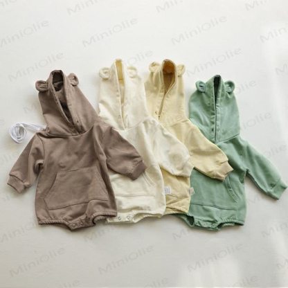 Baby Cute Bear Ears Hooded Bodysuit - image 1