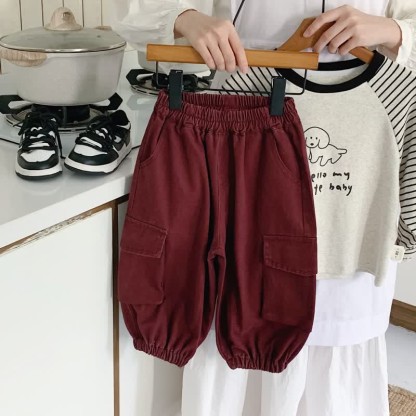 Toddler Solid Color Worker Effortless Pants - Red - 10Y - image 9