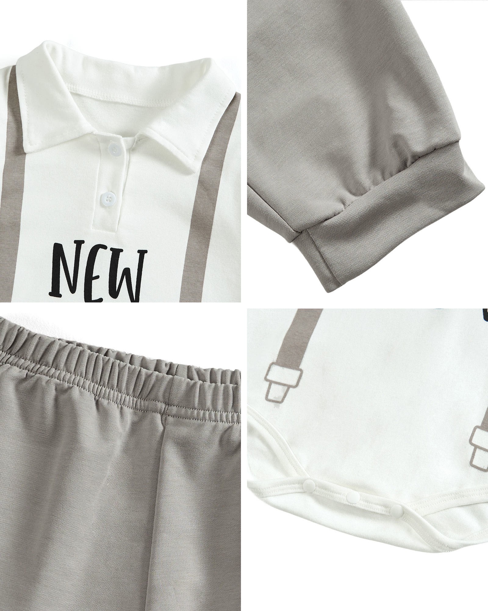 Toddler Baby I'm New Here Crew Long Sleeve Snap Closure Romper Top Jogger Pants Set - image 3