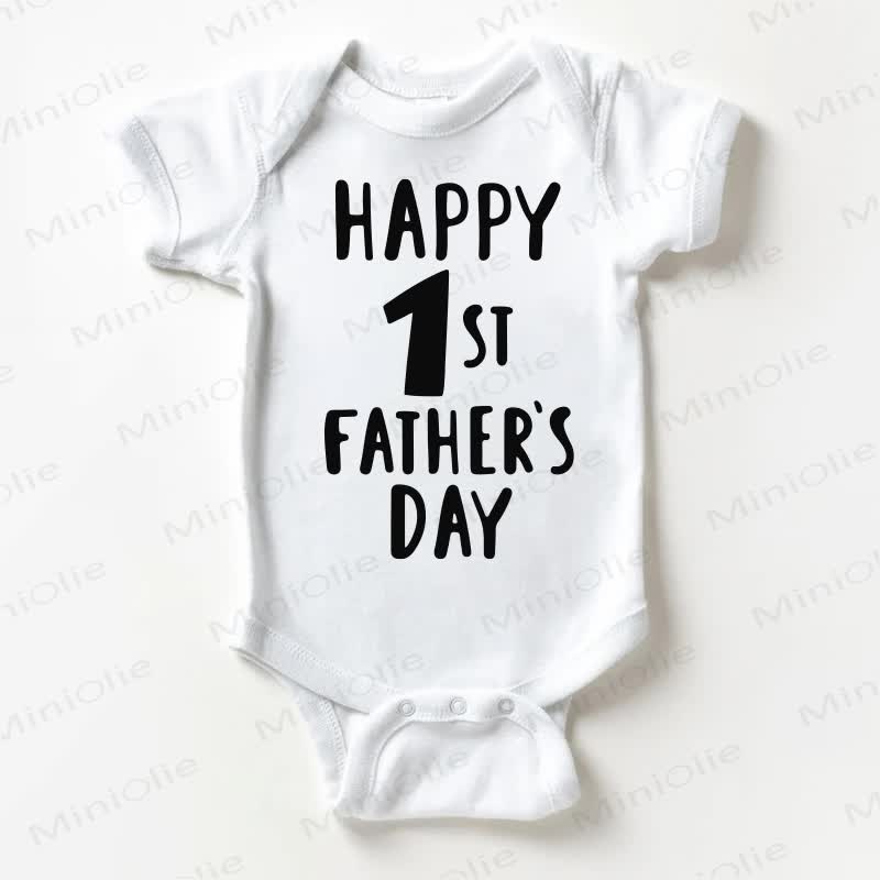 HAPPY 1ST FATHER'S DAY Baby White Cotton Bodysuit - White - 18-24M - image 1