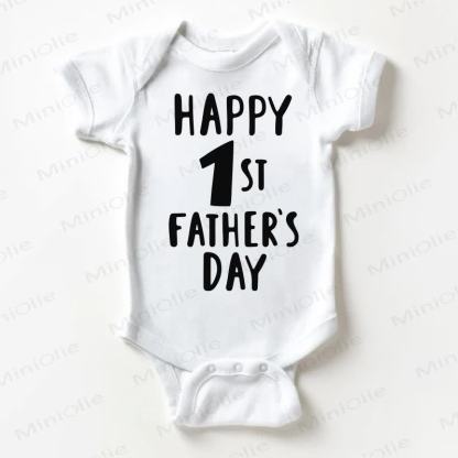 HAPPY 1ST FATHER'S DAY Baby White Cotton Bodysuit - White - 18-24M - image 1