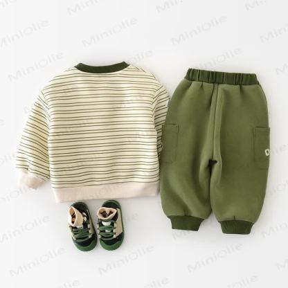 Baby Dinosaur Stripe Green Top & Pants - image 3