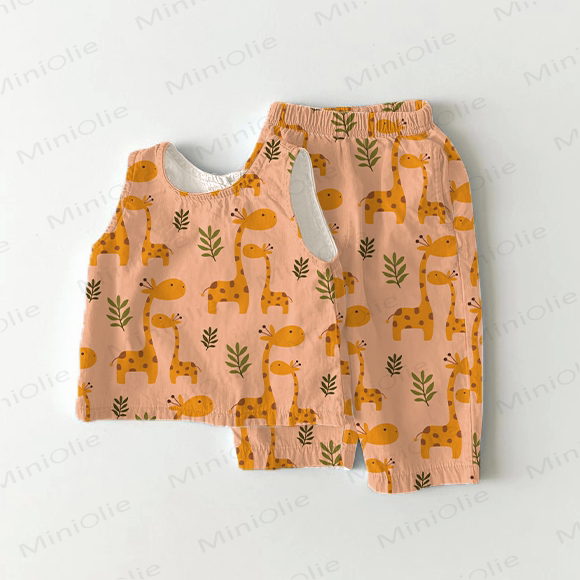 Baby Toddler Yellow Giraffe Sleeveless 2-piece Set - Yellow - 5-7T - image 1