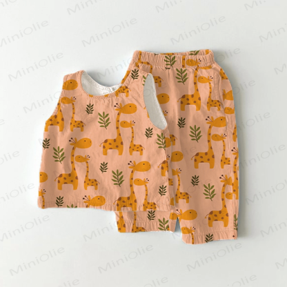 Baby Toddler Yellow Giraffe Sleeveless 2-piece Set - Yellow - 5-7T - image 1